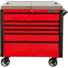 41"W x 25-3/4"D x 43-7/8"H 6 Drawer Red Sliding Top Tool Cart