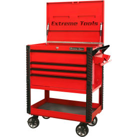 33"Wx22-7/8"D 4 Drawer Deluxe Tool Cart W/Bumpers Black Drawer Pulls
