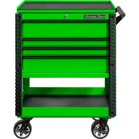 33"W x 22-7/8"D 4 Drawer Green Deluxe Tool Cart W/Bumpers Black Pulls