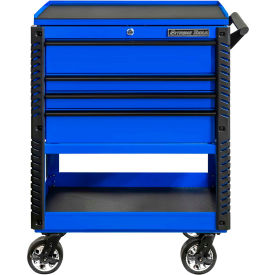 33"W x 22-7/8"D 4 Drawer Blue Deluxe Tool Cart W/Bumpers Black Pulls