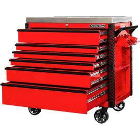 41"W x 25-3/4"D x 43-7/8"H 6 Drawer Red Flip Top Tool Cart Black Pulls