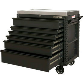 41"W x 25-3/4"D x 43-7/8"H 6 Drawer Matte Black Flip Top Tool Cart