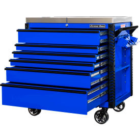 41"Wx25-3/4"Dx43-7/8"H 6 Drawer Blue Sliding Top Tool Cart Black Pulls