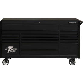 72"W x 21"D 17 Drawer Matte Black Triple Bank Roller Cabinet