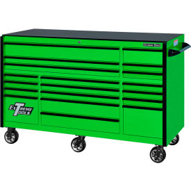 Professional 72" 19 Drawer Green Triple Bank Roller Cabinet