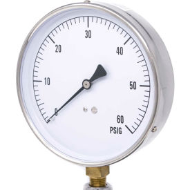 Pressure Gauge, 1/4" NPT, 0/60 PSI, Stainless