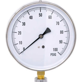 4.5" Pressure Gauge, 1/4" NPT, 0/100 PSI, Stainless Steel