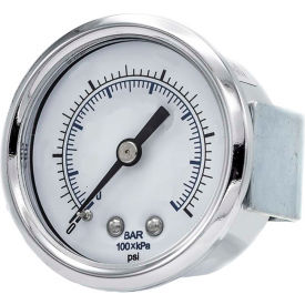 2" Pressure Gauge, 1/4" NPT, Dry Fillable, 0/100 PSI Range, U-Clamp Mount