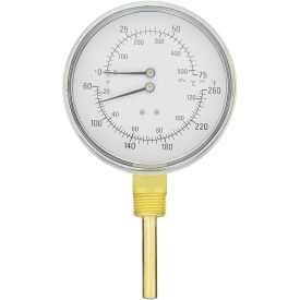 4" Tridactor Boiler Pressure Gauge, 1/2" NPT, 0/75 PSI, Lower Mount