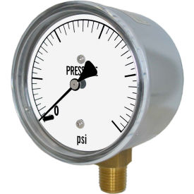 2.5" Low Pressure Gauge, 1/4" NPT, 0/5 PSI, Dry Non-Fillable, Lower Mount.