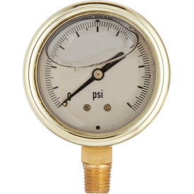 2.5" Forged Brass Pressure Gauge, 1/4" NPT, 0/200 PSI, Glycerine Filled, LM