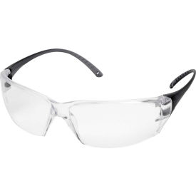 Helium 18 Lightweight Frameless Safety Glasses, Clear Lens, Black Temples, Pack of 12