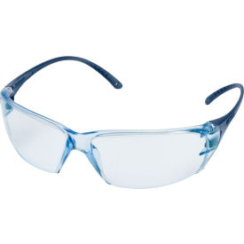 Helium 18 Frameless Safety Glasses, Metal Detect, Anti-Fog, Blue Lens/Temples, Pk of 12