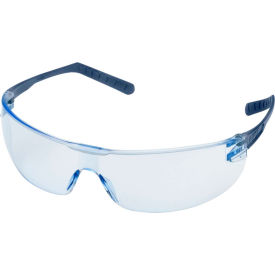 Frameless Safety Glasses, Anti Scratch/Anti-Fog, Blue Lens/Temples, Pack of 12
