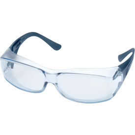 OVR-Spec III OTG M-D Safety Glasses, Anti-Scratch/Anti-Fog, Blue Lens/Frame, Pack of 12