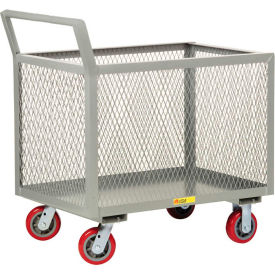 4-Sided Box Trucks w/Ergo Handle, Mesh Sides, 2000 lb, 30x48, Poly Wheels