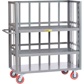 3 Sided Bulk Truck with 2 Shelves, 3600 lb. Capacity, 53-1/2"L x 30"W x 57"H, Gray