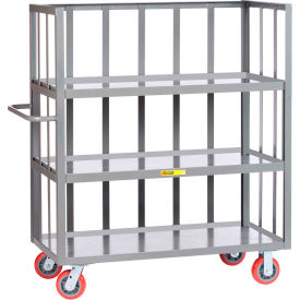 3 Sided Bulk Truck with 3 Shelves, 3600 lb. Cap, 53-1/2"L x 24"W x 58-1/2"H, Gray