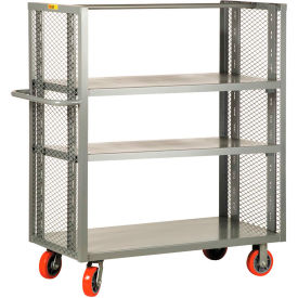 2 Sided Mesh Bulk Truck with 3 Shelves, 3600 lb. Capacity, 65-1/2"L x 24"W x 57"H, Gray