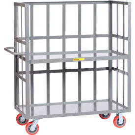 3 Sided Bulk Truck with 2 Shelves, 3600 lb. Capacity, 65-1/2"L x 24"W x 58-1/2"H, Color: Gray