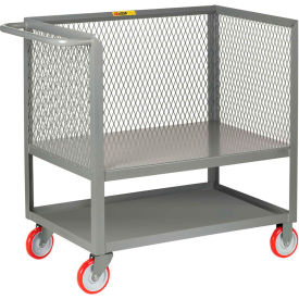 Raised Platform Box Trucks w/Lower Shelf, 3 Mesh Sides 24x36, Poly Wheels