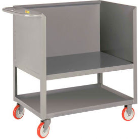 Raised Platform Box Trucks w/Lower Shelf, 3 Solid Sides, 18x32, Poly Wheels
