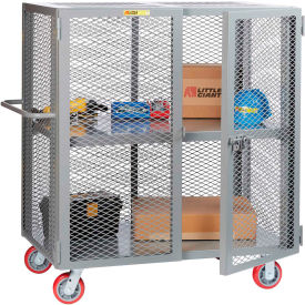 HD Job Site Security Box Truck w/Handle, Adj. Center Shelf, 30x60, 6" Poly Wheels