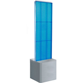 Two-Sided Pegboard Floor Display with Adjustable Studio Base, 17"W x 17"D x 70"H