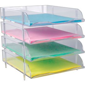 Stackable Letter Trays, 9"W x 12.25"D x 2.75"H - Pkg Qty 4