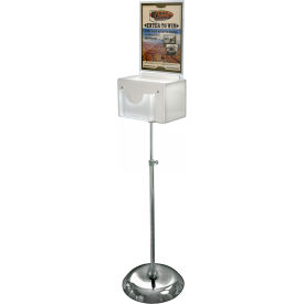 White Lottery Box on Pedestal Floor Stand w/ Pocket, Lock & Keys 9"W x 6-1/4"D x 52-3/4"H