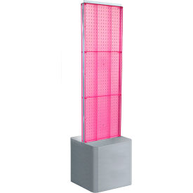 Global Approved Two-Sided Pegboard Floor Display with Adjustable Studio Base, 17"W x 17"D x 70"H