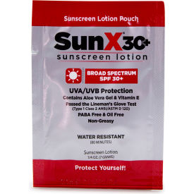 Sun X 30 71433 Sunscreen Lotion, SPF 30+, Lotion, Pouch, 300/Case