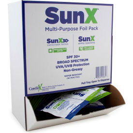 Sun X 30 91661 Sunscreen Lotion, SPF 30+, Wallmount Box W/ Dry Towelette, 50 Packets