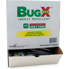 Bug X FREE 12844 Insect Repellent, DEET Free, Towelette, Wallmount Box, 50 Packets