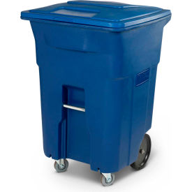 Heavy Duty 2-Wheel Trash Cart with Casters, 96 Gallon, Blue