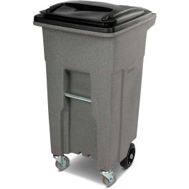 Heavy Duty 2-Wheel Trash Cart with Casters, 32 Gallon, Graystone