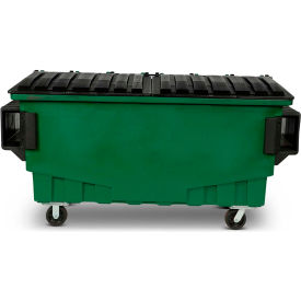 1 Cubic Yard Front Loading Dumpster With Bumpers, Waste Green