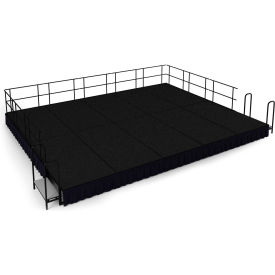 16' x 20' Stage Package, 16" Height, Black Carpet, Black Shirred Pleat Skirting