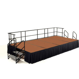 8' x 12' Stage Package, 24" Height, Hardboard Floor, Box Pleat Black Skirting