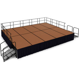 16'x20' Stage Package, 32" Height, Hardboard Floor, Black Shirred Pleat Skirting