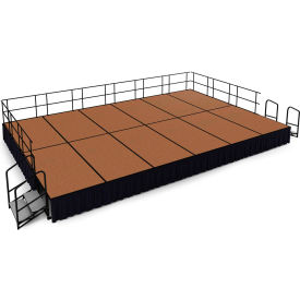16'x24' Stage Package, 24" Height, Hardboard Floor, Black Shirred Pleat Skirting