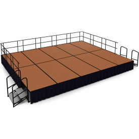 16'x20' Stage Package, 24" Height, Hardboard Floor, Black Shirred Pleat Skirting