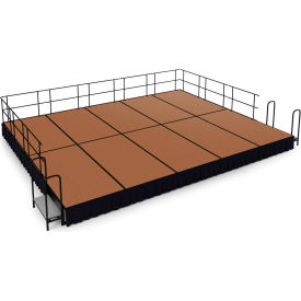 16'x20' Stage Package, 16" Height, Hardboard Floor, Black Shirred Pleat Skirting