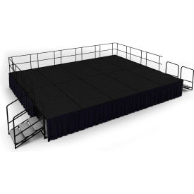 16' x20' Stage Package, 32" Height, Black Carpet, Black Shirred Pleat Skirting