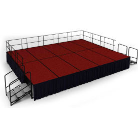 16' x20' Stage Package, 32" Height, Red Carpet, Black Shirred Pleat Skirting