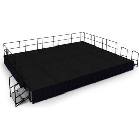 16' x 20' Stage Package, 24" Height, Black Carpet, Black Shirred Pleat Skirting