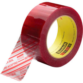Security Message Carton Sealing Tape 3" x 110 Yds. 1.9 Mil Clear/Red