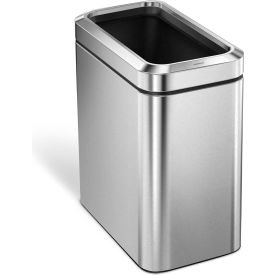 Steel Slim Open Top Trash Can, 6.6 Gallon, Brushed Stainless