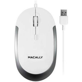 USB Wired Optical Quiet Click Mouse for Mac & PC, White & Aluminum