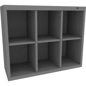6 Person Cubby Locker, 34-1/2"W x 13-1/2"D x 30"H, Medium Gray, All-Welded